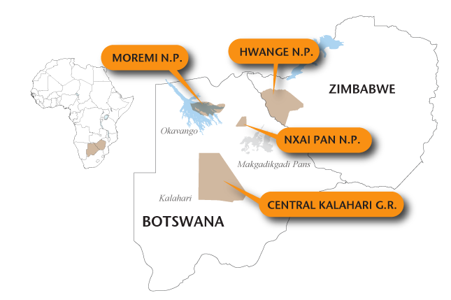 Areas for mobile safaris in Zimbabwe and Botswana